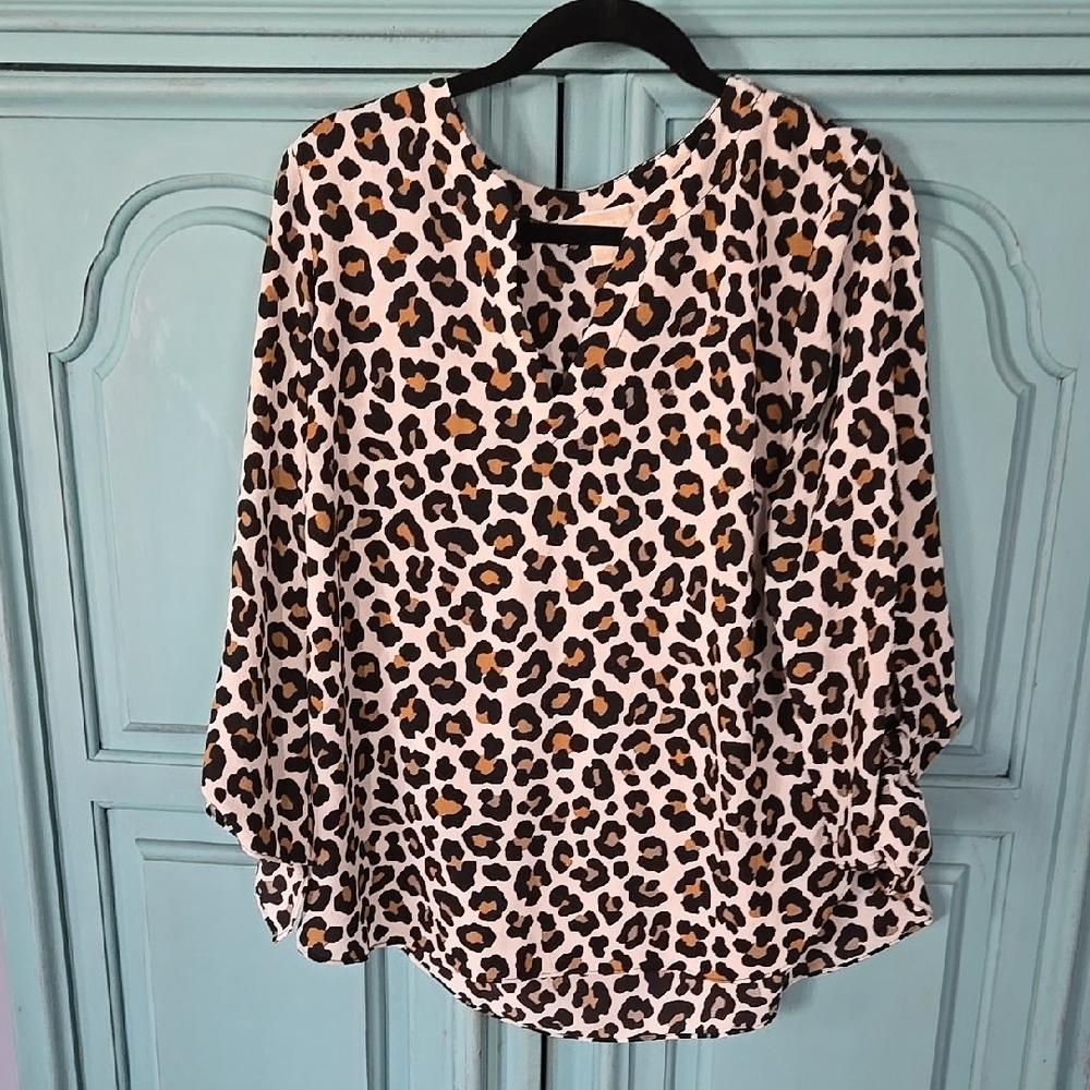 Michael Kors Brown and Black Bell Sleeve Blouse